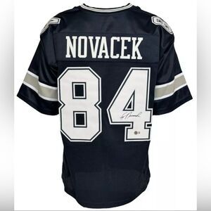 Dallas Cowboys Jay Novacek Autographed Pro Style Blue Jersey BAS Authenticated